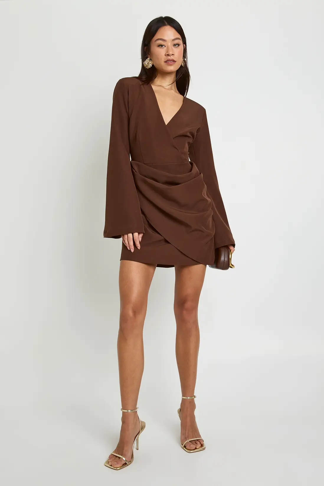 Tall Tie Waist Collarless Draped Blazer Dress - Image 3