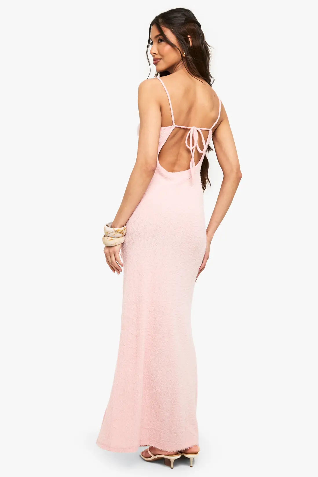 Knitted Flower Detail Crochet Maxi Dress - Image 2