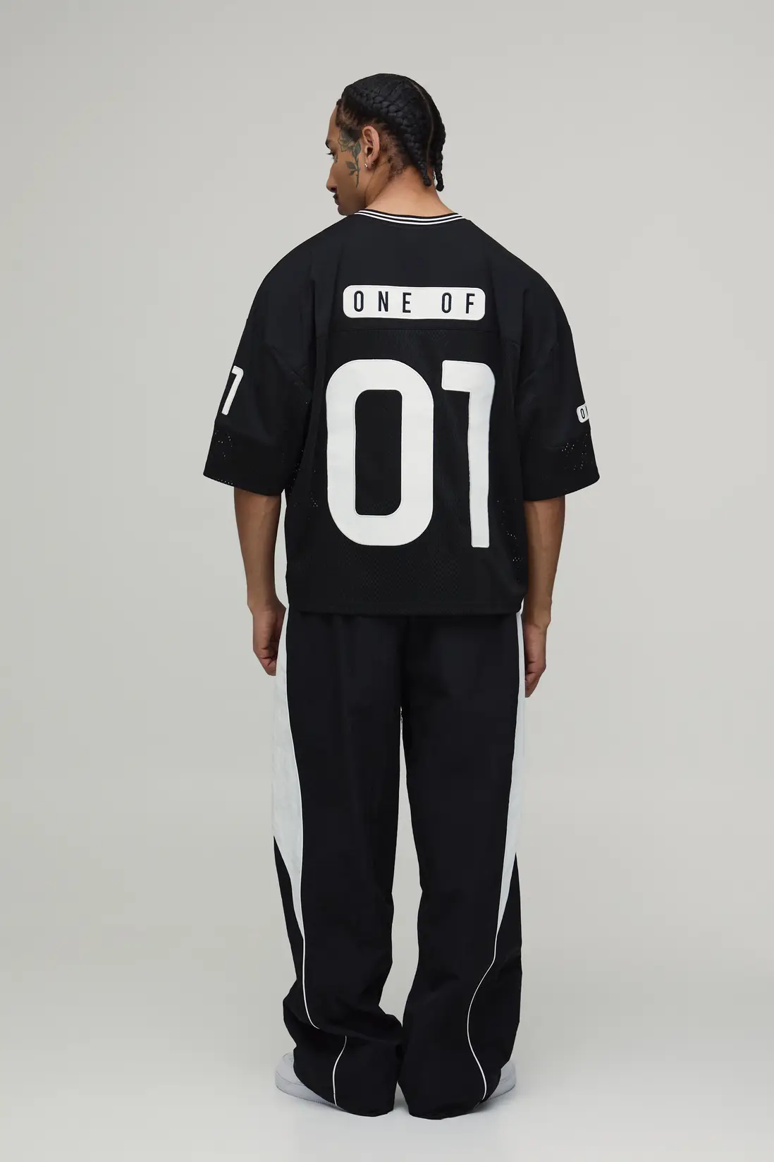 Oversized Boxy One Of One Applique V-Neck Baseball Sports Top - Image 2