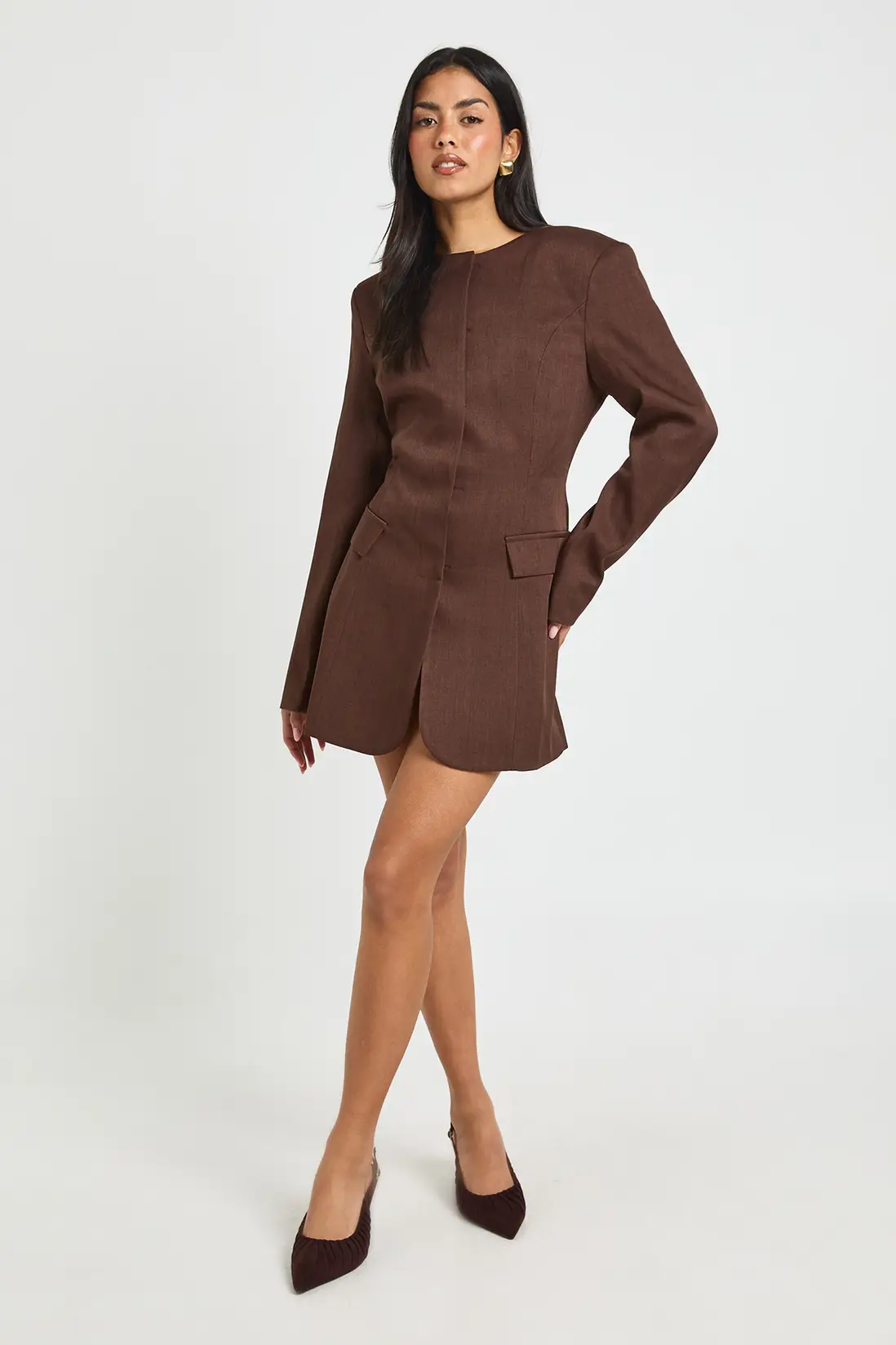 Barrell Sleeve Concealed Button Blazer Dress - Image 3