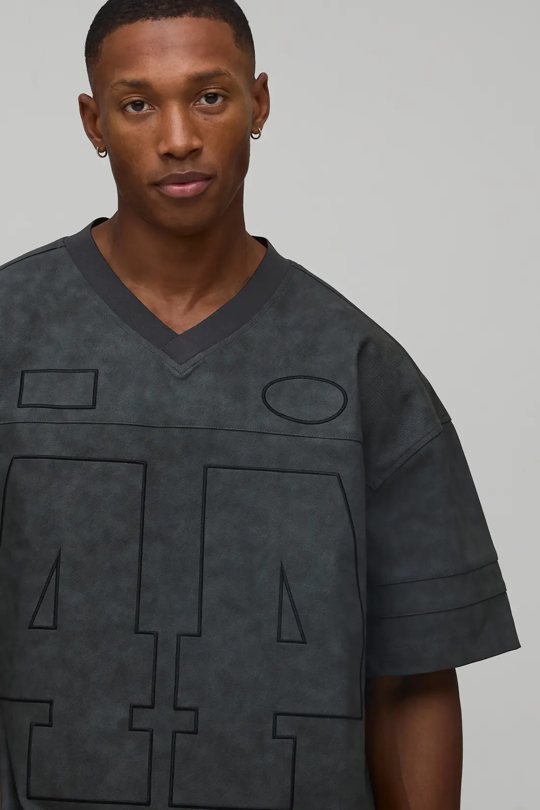 Oversized Washed PU Varsity Hockey T-Shirt - Image 3