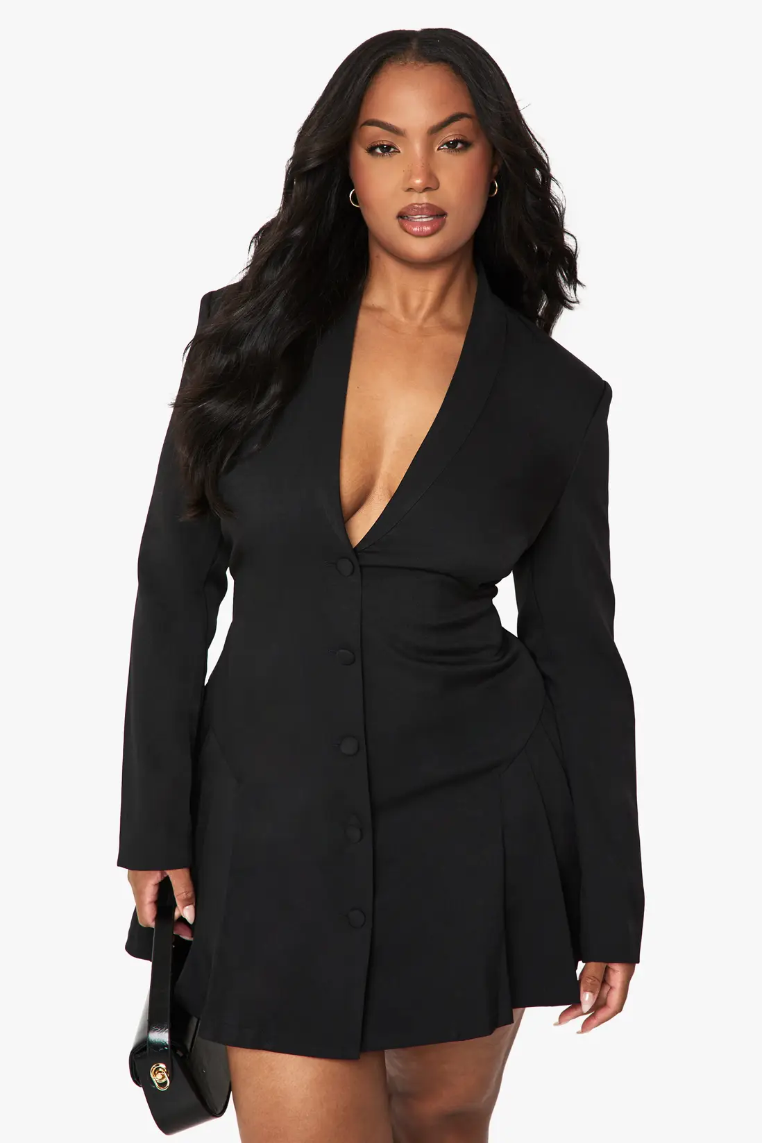 Plus Tailored Pleated Skater Blazer Dress