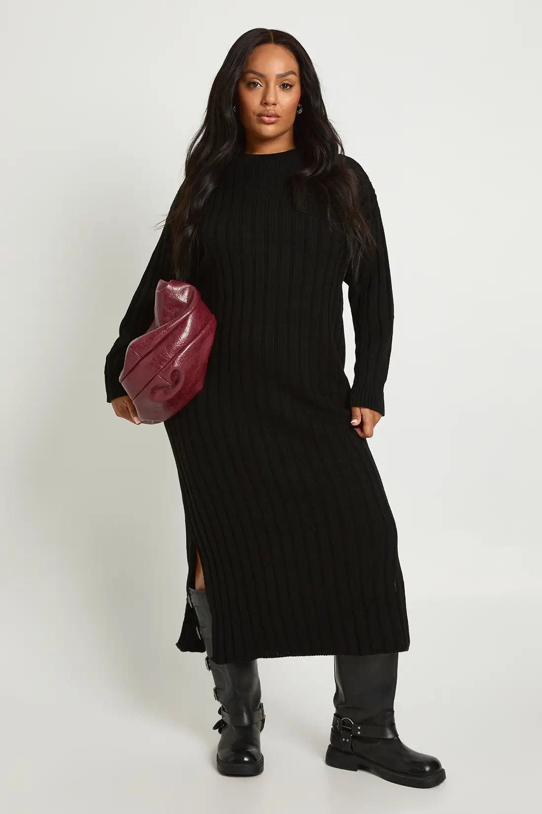 Plus Chunky Rib Soft Knitted Midaxi Dress