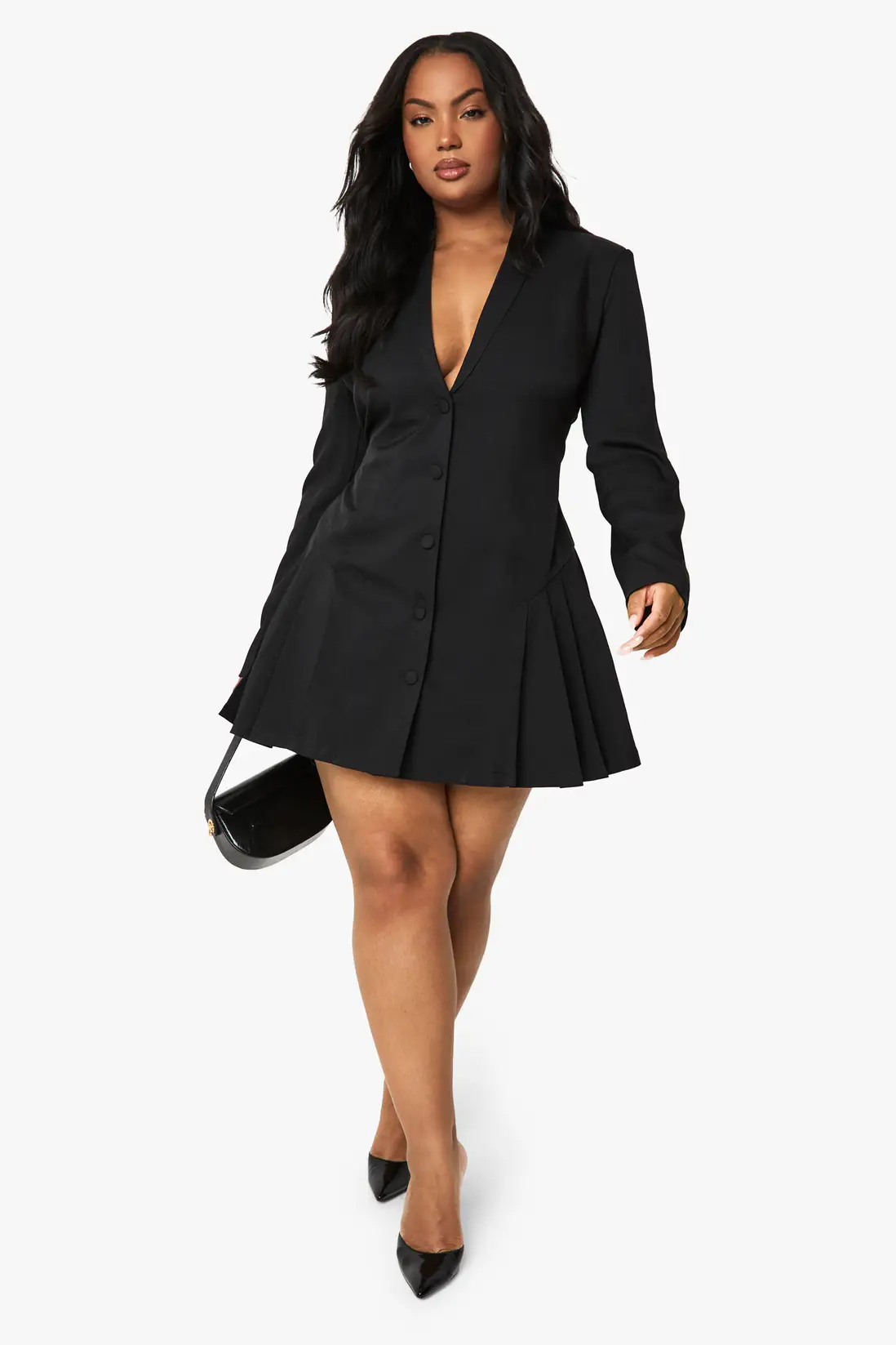 Plus Tailored Pleated Skater Blazer Dress - Image 3