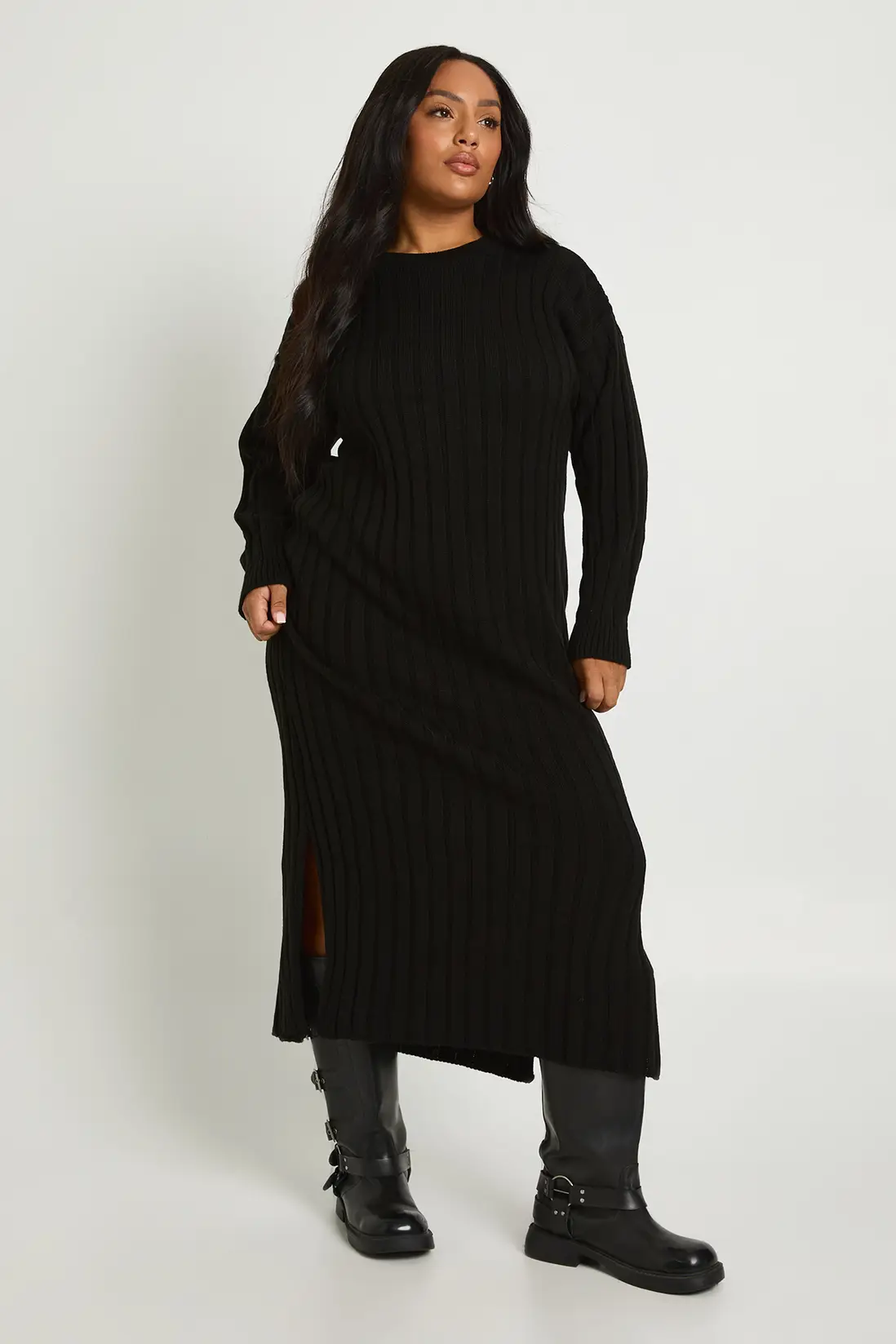 Plus Chunky Rib Soft Knitted Midaxi Dress - Image 3